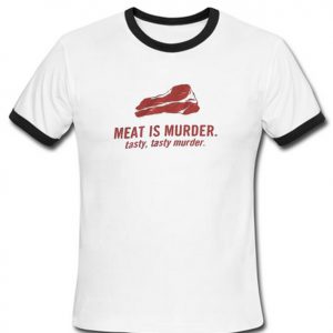 meat is murder unisex raglan T-shirt