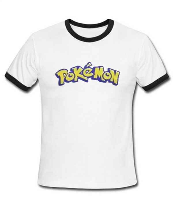 Pokemon font black ringer T-shirt