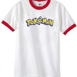 pokemon font unisex ringer T-shirt