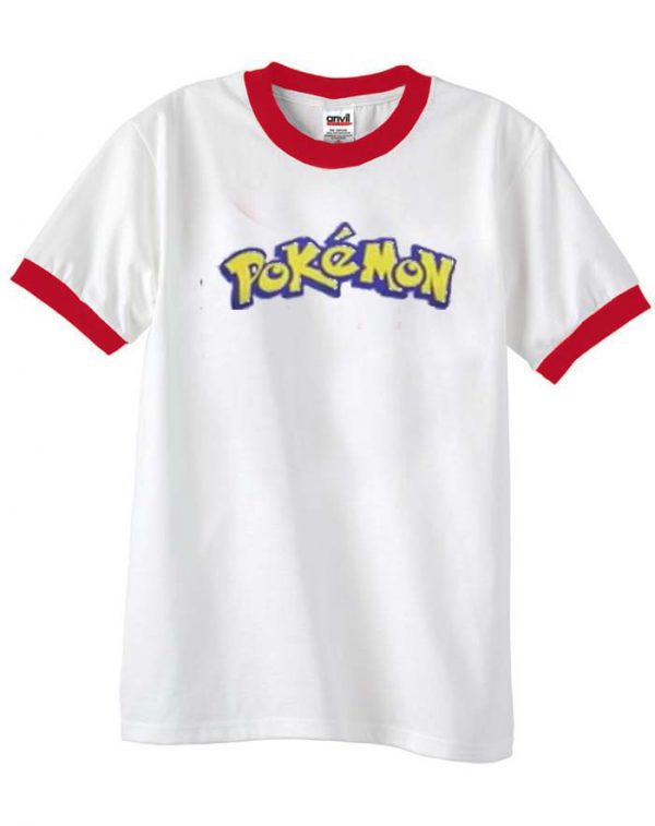 pokemon font unisex ringer T-shirt