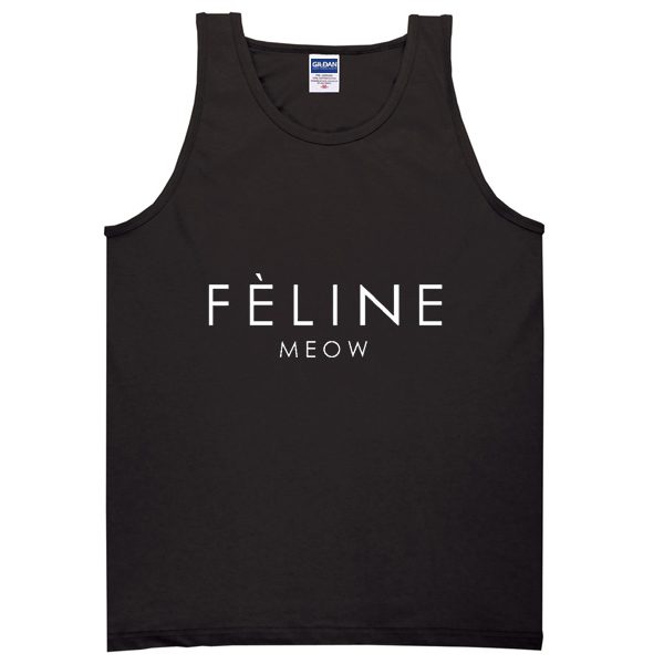 feline meow black tanktop