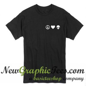Peace Love Aliens T Shirt Black