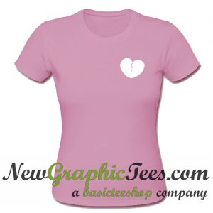 Broken Heart Print Pocket T Shirt