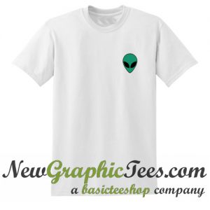 Green Alien Head Pocket Print T Shirt