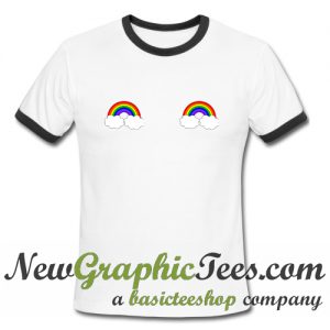 Rainbow With Clouds Ringer Shirt