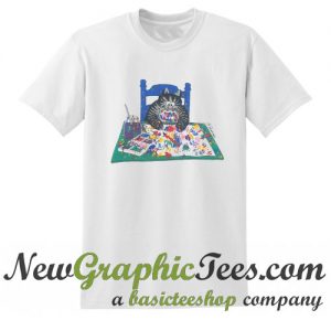 Rare Vintage 90s Bkliban Hawaii Crazy Cat Drawing T Shirt