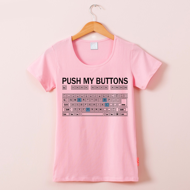 Push My Buttons Print T Shirt