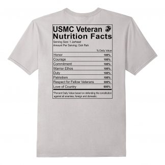 US Marine Corp Veteran Nutrition Facts T Shirt Back