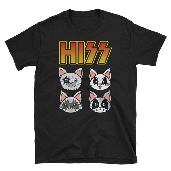 HISS Cute Funny Cat Kitten Cat Rock n Roll Band T Shirt