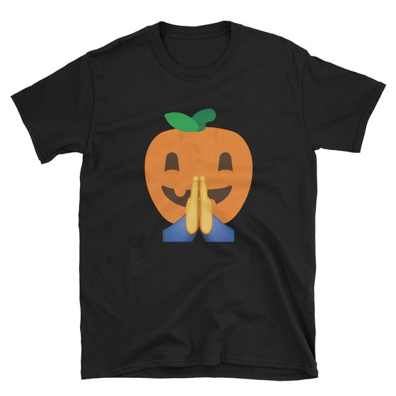 Praying Pumpkin Folded Hands Emoji Emoticon Halloween Unisex T Shirt