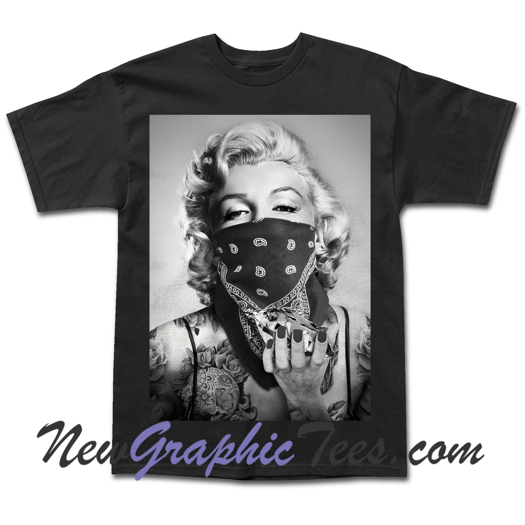 Marilyn Monroe Black Bandana T Shirt