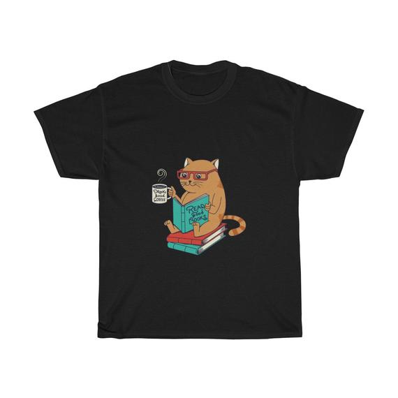 Cat Coffee Books Unisex T Shirt
