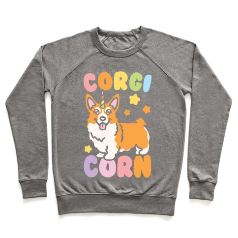 CorgiCorn Unciorn Corgi White Print Crewneck Sweatshirt