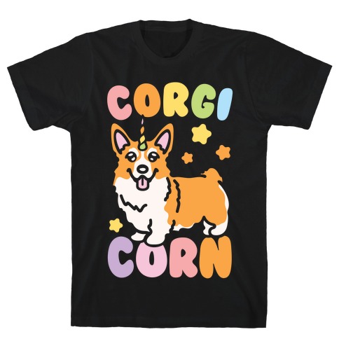 CorgiCorn Unciorn Corgi White Print T-Shirt