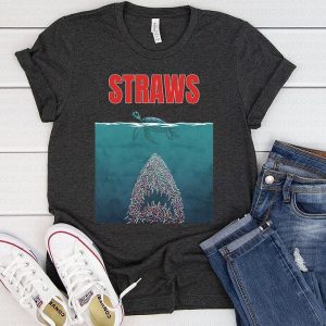 Straws Turtles Jaws Shark TShirt