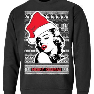Merry Kissmas Ugly Xmas Ugly Sweater Marilyn Monroe Red Lips sweatshirt