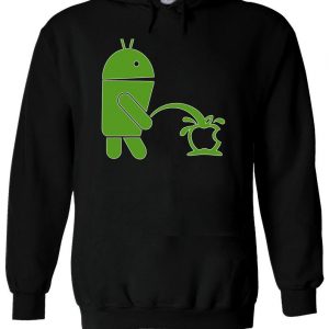 Android Robot Peeing On Apple Funny Hoodie