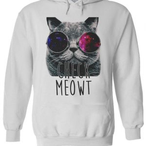 Check Meowt Space Glasses Cat Kitty Hoodie