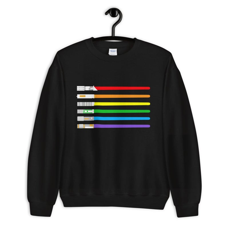Lightsaber Rainbow Pride Flag Unisex Crewneck Sweatshirt