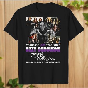 72 years of Black Sabbath 1948 2020 Ozzy Osbourne thank you for the memories signature T-Shirt