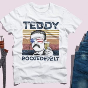 Teddy Boozedevelt American Flag Theodore Roosevelt Drinking 4th of July Unisex T Shirt