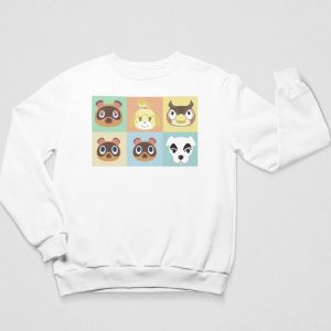 Animal Crossing Collage Cute Unisex White Sweatshirt