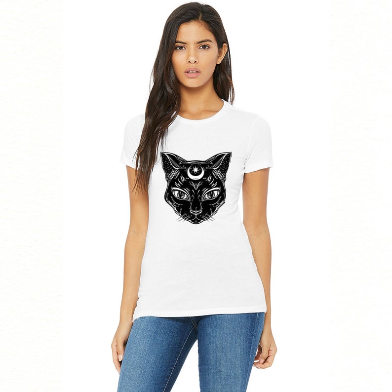 Black Cat Witch Tee, Witchy T Shirt – newgraphictees.com