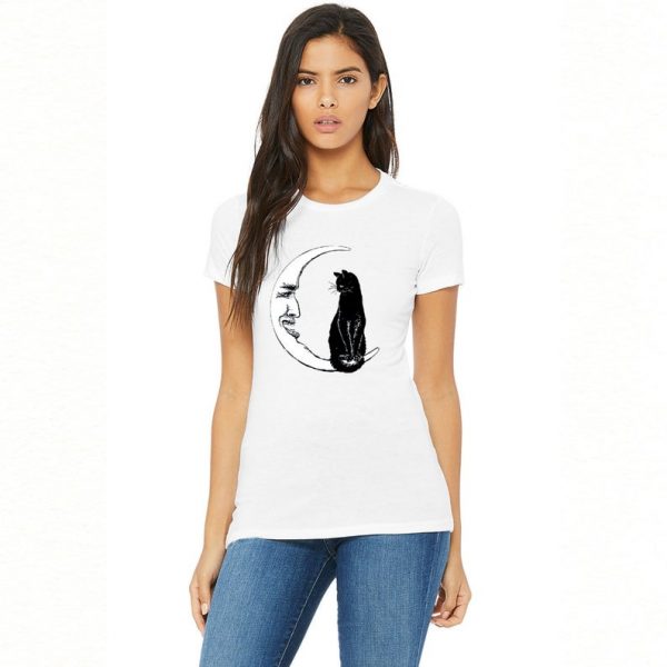 Cat and Moon T Shirt