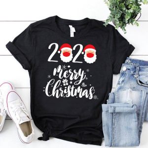 Santa With Face Mask Funny Christmas 2020 T Shirt