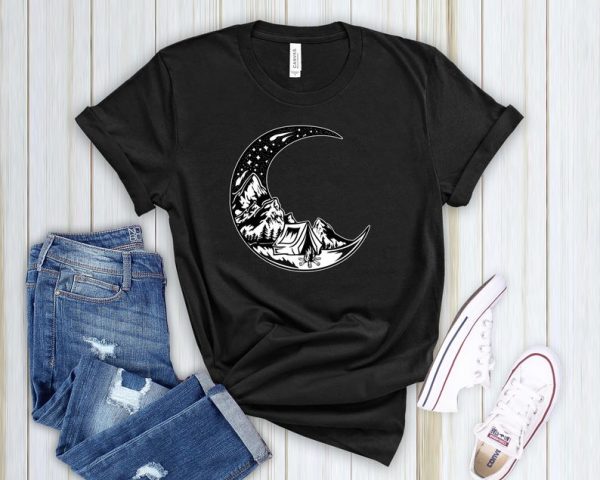 Camping Moon Sleeping In Tents T Shirt