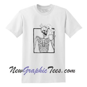 Drinking Coffee Skeleton Unisex T Shirt