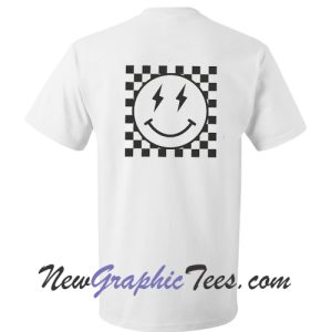 Checkered Pattern Smiley Face Back T-Shirt