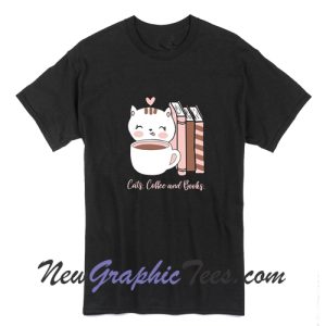 Cat Coffee And Book T-Shirt