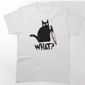 Cat What Murderous Black Cat With Knife T-Shirt SD