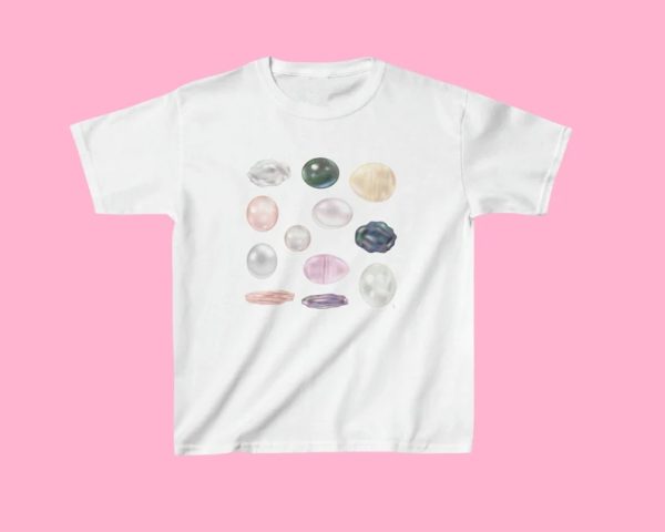 Coquette Aesthetic Pearls Baby Tee T-Shirt SD